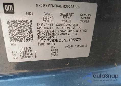 2022 Chevrolet Silverado 1500 Ltd 2Wd Short Bed Rst from USA, damaged, VIN 1GCPWDED5NZ105670